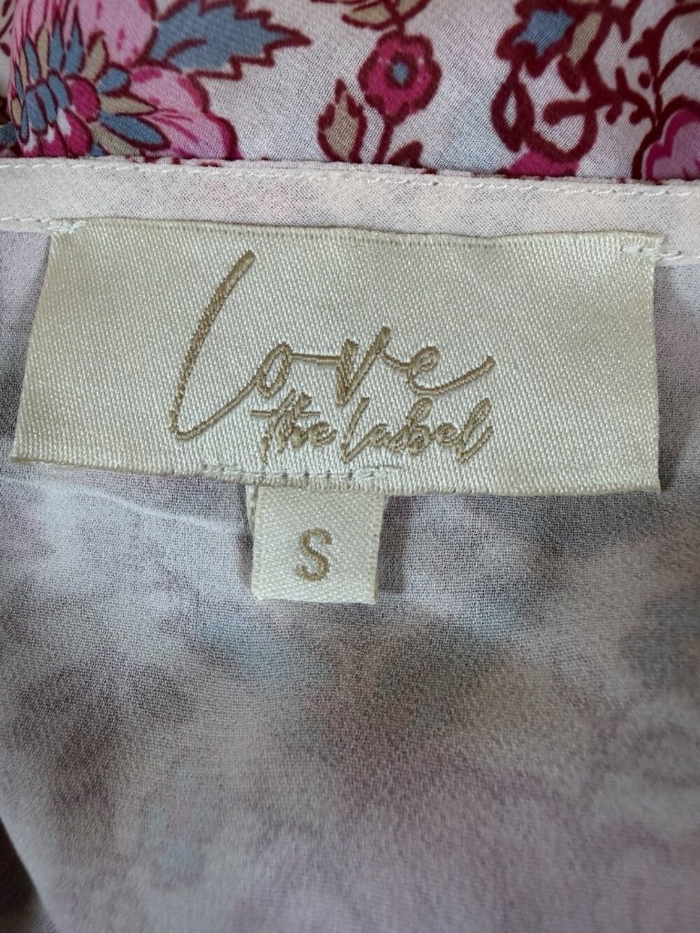 Love the Label pink floral ruffle maxi v-neck flowy dress bohemian paisley S - Picture 5 of 10